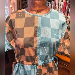 Lazy Oaf Happy Sad Checkered Dress Size 8 US